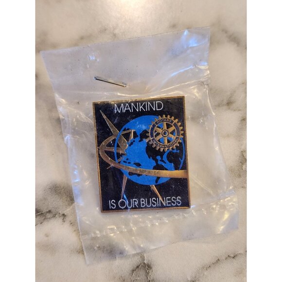 Rotary International Mankind Is Our Business Enamel Pin Badge Blue & Gold Tone - Picture 1 of 3